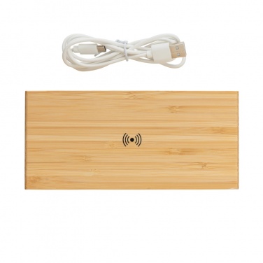 Logo trade promotional giveaways image of: Bamboo alarm clock with 5W wireless charger